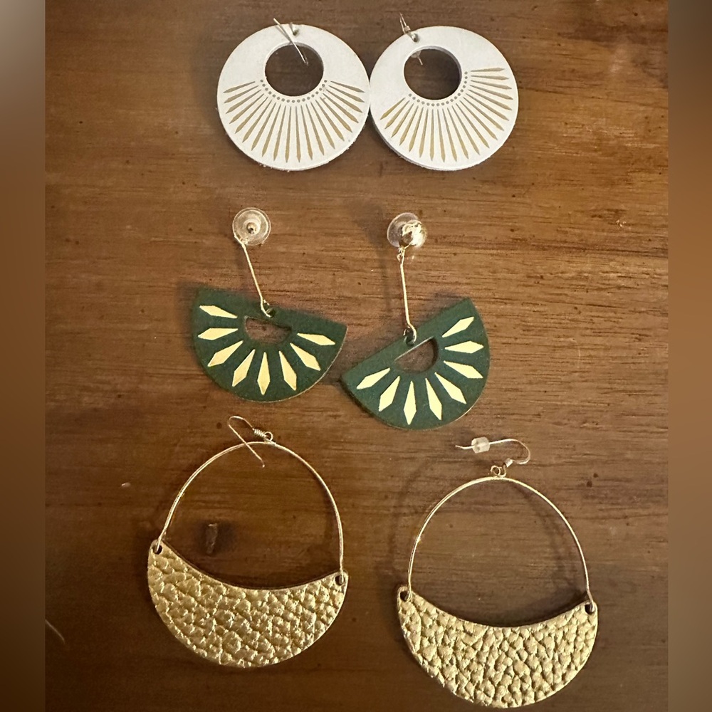 3 pairs Nickel and Suede earrings